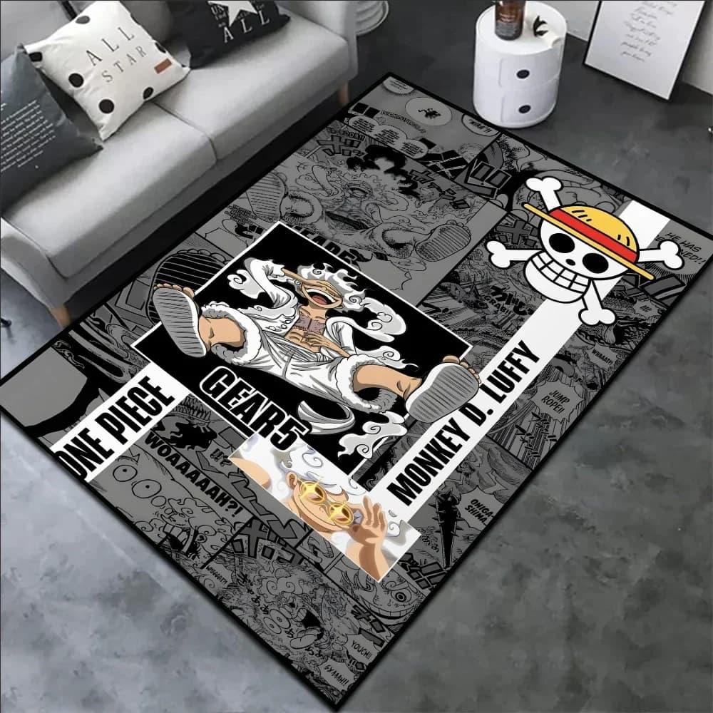 Poster Style Carpet Luffy Gear 5 One Piece, Custom Carpet Handmade for Home Furniture