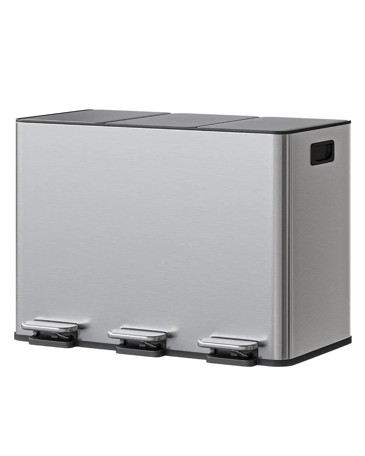Cestino per Rifiuti da Cucina 3-in-1, 4 Galloni Ciascuno, Set di Bidoni per Riciclaggio in Acciaio Inox con Coperchio a Chiusura Morbida, 15L
