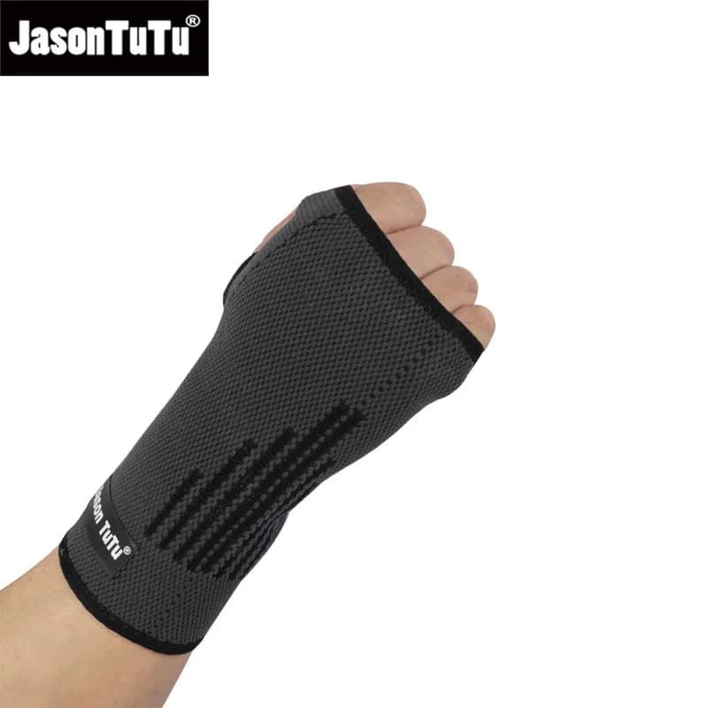 JASONTUTU 1PC Polsino a compressione da uomo con cintura di pressione Protezione sportiva Tutore da polso per maglieria Tutore per palmo da polso pressurizzato