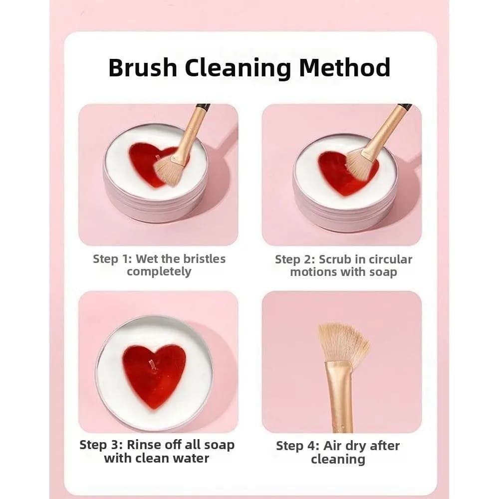 Sapone detergente per pennelli da trucco Deep Clean con tappetino in silicone a forma di cuore, detergente per spugne cosmetiche, lavaggio rapido, riutilizzabile, strumento di bellezza.
