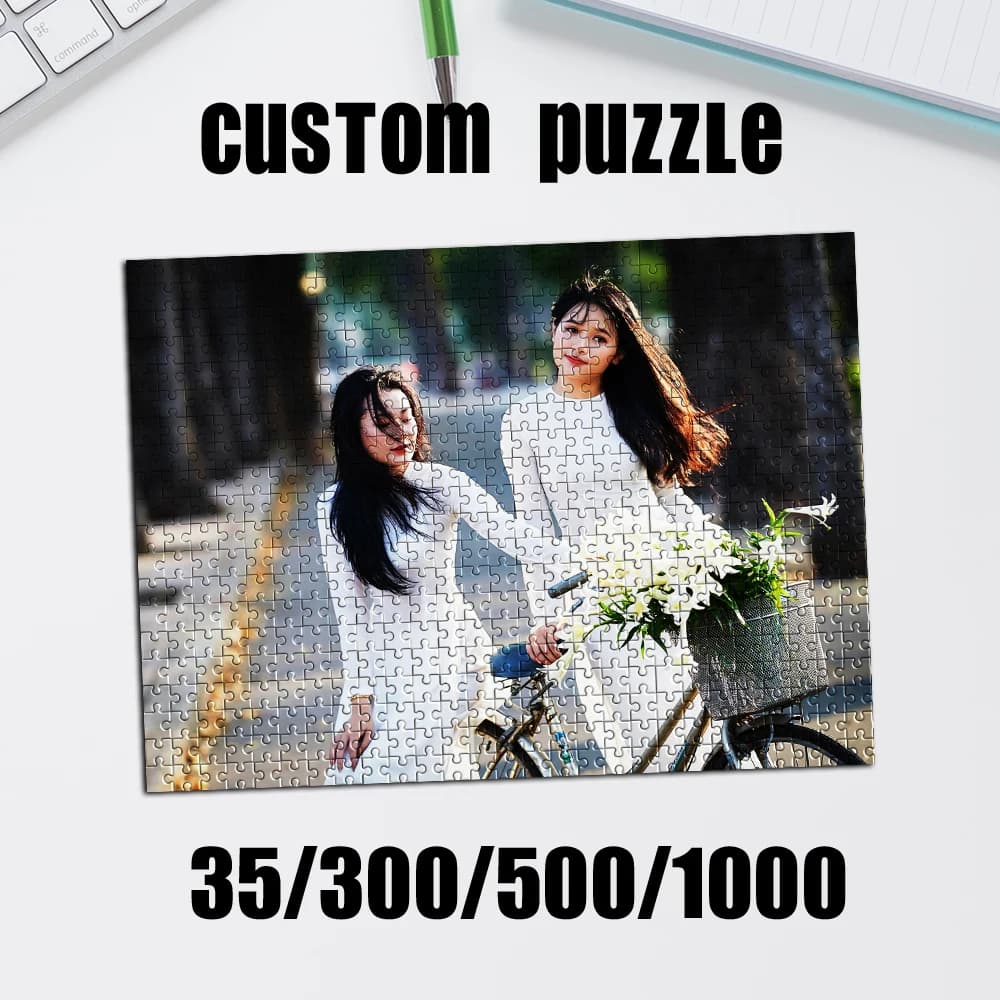Puzzle personalizzato con foto da 35/300/500/1000 pezzi, collage fotografico commemorativo con selfie felici di sorelle.