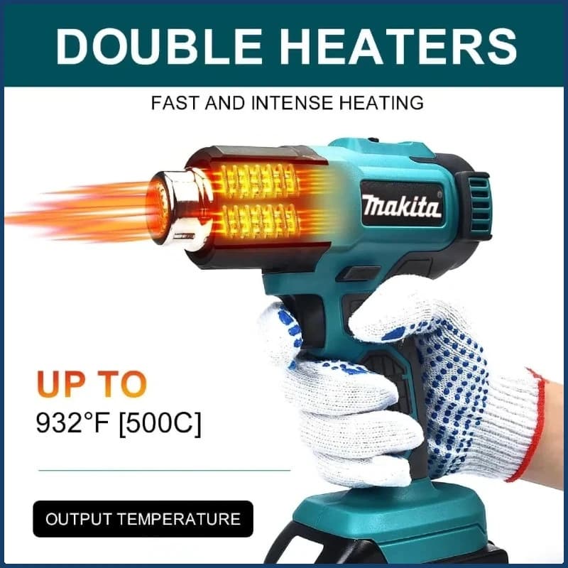 Nuovo Makita con display a LED per saldatura, soffiante termico, controllo della temperatura, pistola termica550 ° C Pistola ad aria calda portatile senza fili senza spazzole