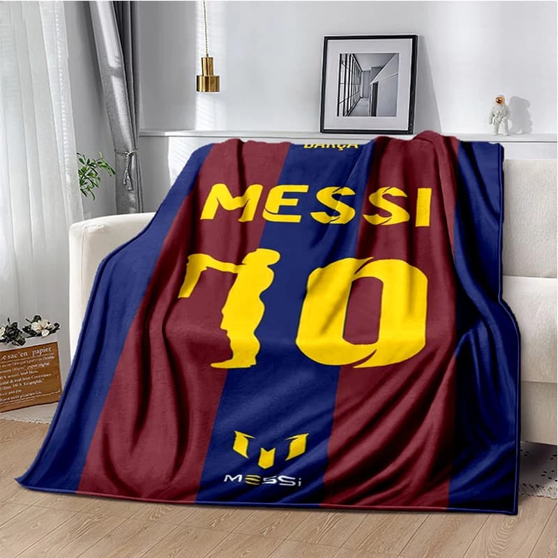 3D Goat Messi Football Sport Star Flannel Blanket Soft Warm Throw Blanket for Bedroom Living Room Bed Travel Camping Picnic Gift