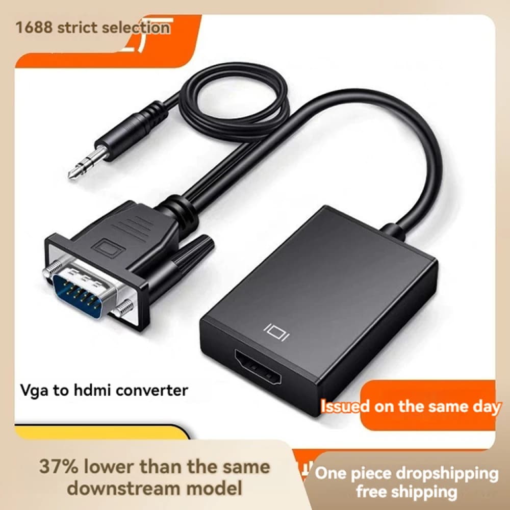 Convertitore VGA a HDMI da 25 cm 1080P per Monitor/TV, Cavo Adattatore con Uscita Audio e Video Sincronizzata, Alimentazione Audio