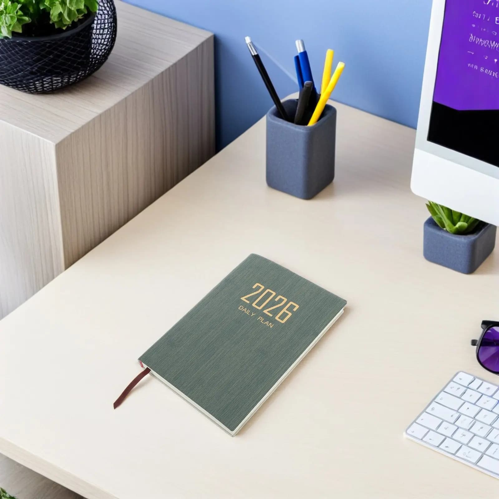 A5 Daily Planner 2026 January to December Monthly Weekly Daily Organizer Notebook Thick Premium Paper PU Cover Portable Habit