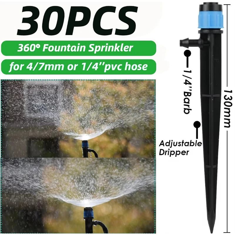 Adjustable Drip Emitters 360° Nozzle Plug-in Garden Greenhouse Sprinkler Irrigation Set 4/7mm Hose Drip Irrigation Watering