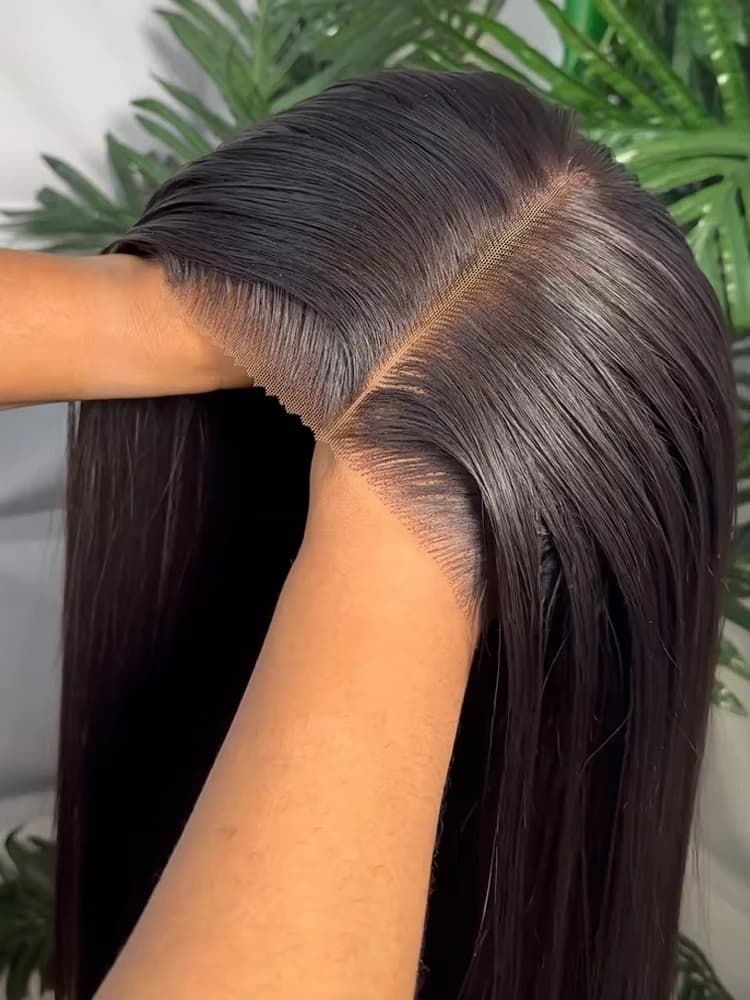 Brazilian human hair 4x4 Glueless Put on and go Wig 36 38 40 inch 13x4 13x6 HD Straight lace frontal wigs with transparent bone