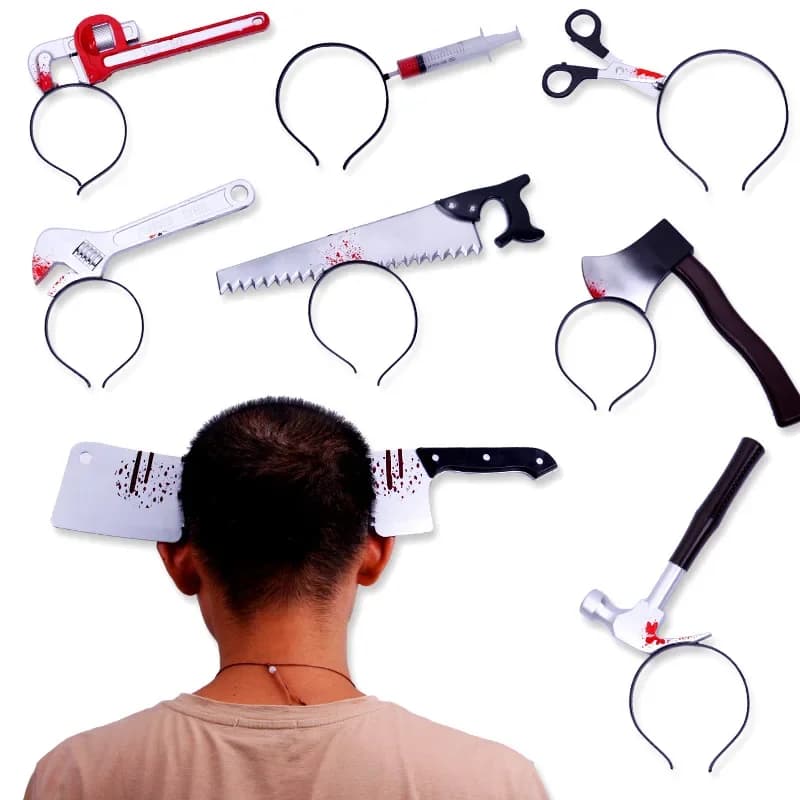 Halloween Hair Accessories: Faux Axe or 3D Kitchen Knife Sharpened for Party in Costume