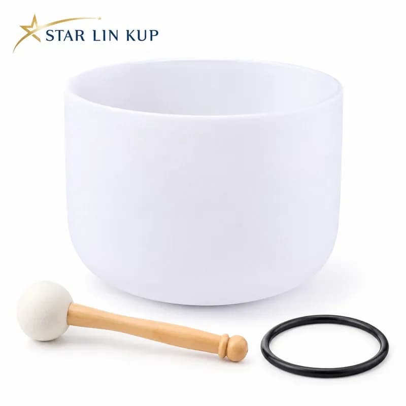 STAR LIN KUP 12 Inch White Frosted Quartz Crystal Singing Bowl Sound Healing Instrument for Meditation Yoga Chakra Balance