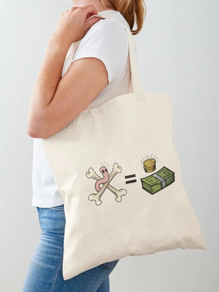 Le ossa sono il loro denaro... e anche i loro vermi! Borsa tote in tela, borsa a mano da donna, borsa personalizzata