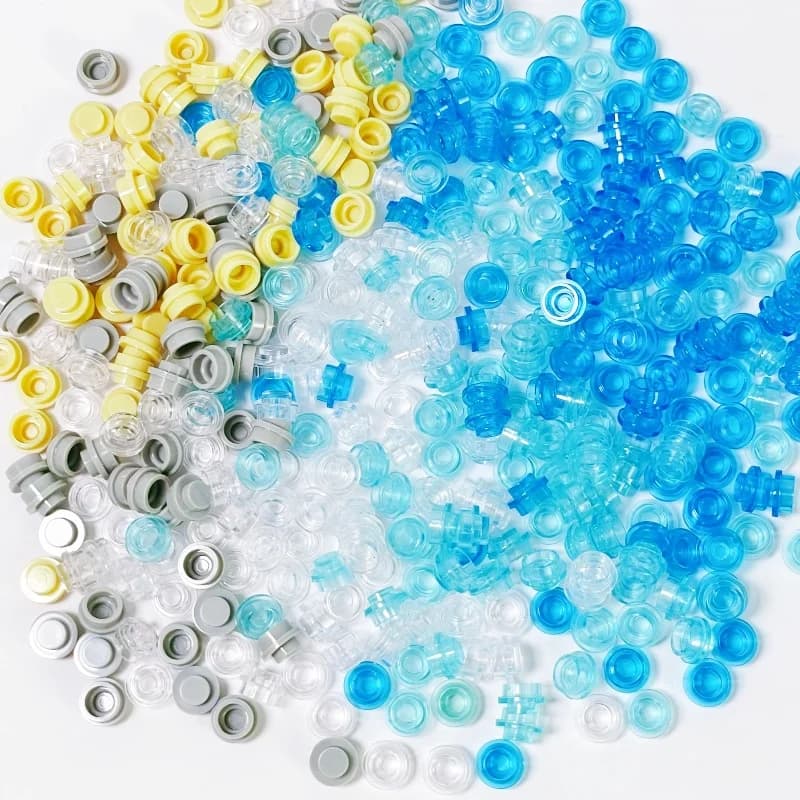 100 pezzi trasparenti sei colori pixel mattoni compatibili MOC Building Block spiaggia sabbiosa parti accessori fai da te compleanno per bambini