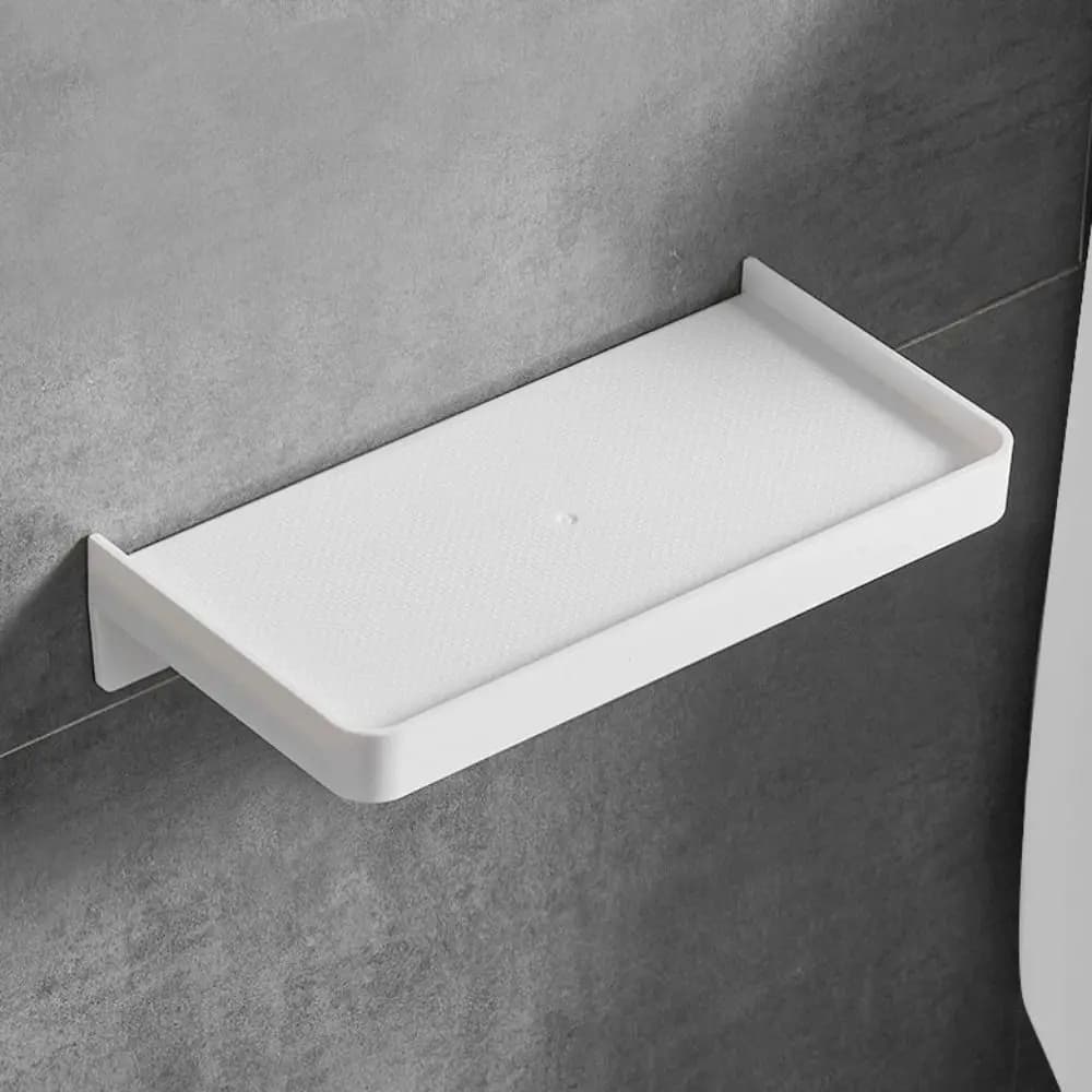 Supporto per carta Mensola da bagno a parete Supporto per telefono per WC in plastica senza punzonatura Vassoio multifunzione Cestino per doccia Bagno