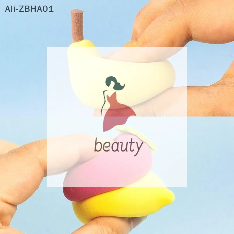 Set di 4 spugne per trucco a forma di frutta, per fondotinta, correttore, cipria e make-up, strumenti di bellezza, set di spugne cosmetiche a forma di pera.