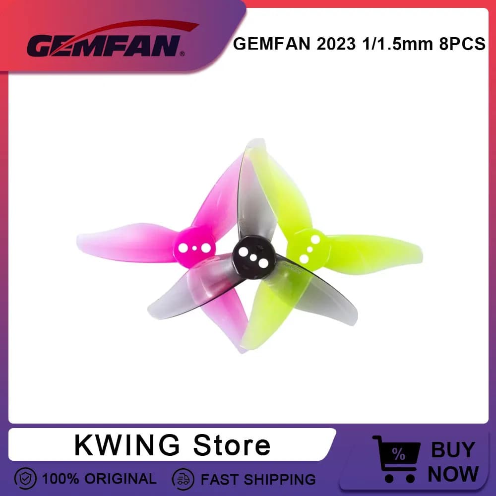 8PCS Gemfan Hurricane 2023 2X2.3X3 Elica stuzzicadenti a 3 pale 1mm 1.5mm per RC FPV Racing Freestyle 2 pollici Stuzzicadenti Droni