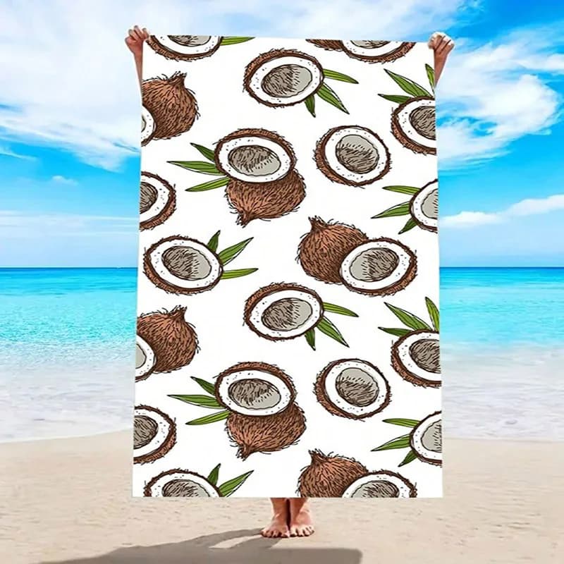 Asciugamano da spiaggia con motivo cocco per protezione solare estiva e antivento, adatto per piscina, campeggio, coperta da viaggio