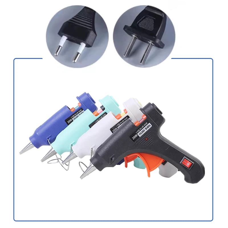 20W Mini Hot Melt Glue Gun EU Electric DIY Craft Industrial Household Repair Tool with Thermo Heat Temperature 7MM Glue Stick