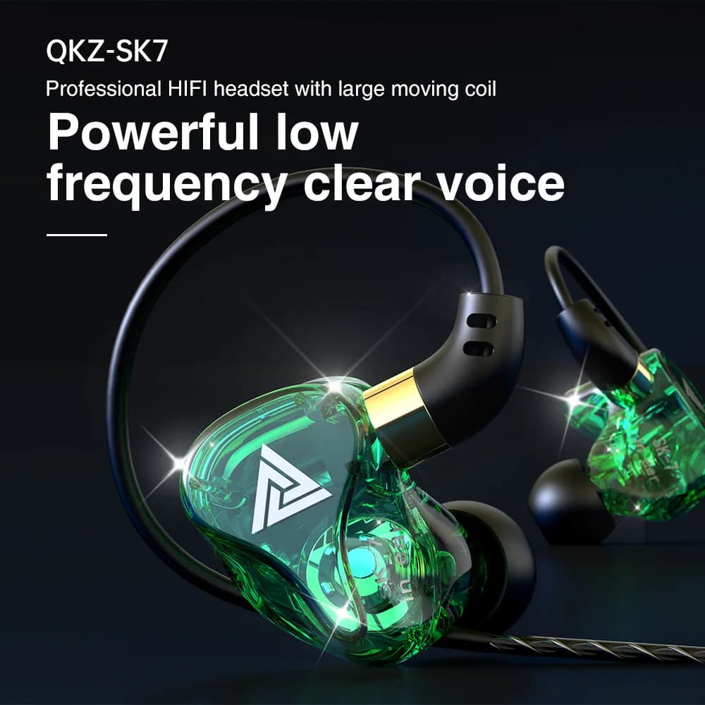 QKZ SK7 Driver in rame cuffie cablate Stereo HiFi auricolare Sport in esecuzione musica cuffie Gamer Super Bass auricolari fone de ouvido