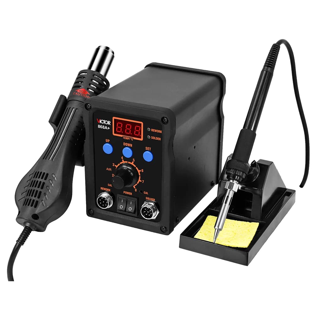 Stazione di saldatura per pistola ad aria calda 2IN1 700W potenza istantanea nucleo riscaldante in ceramica microcomputer SMD AC220V/50Hz 100-500 ℃