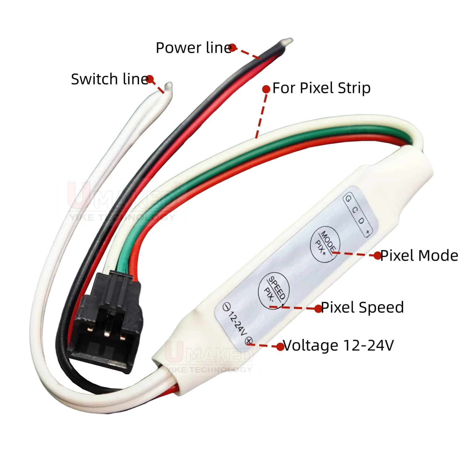 2/10pcs 3pins strip controller Flow Controller Mini 2-Key LED Chasing Bar Light Dimmer Max 1024 Pixel Flowing Lamp Tape Control