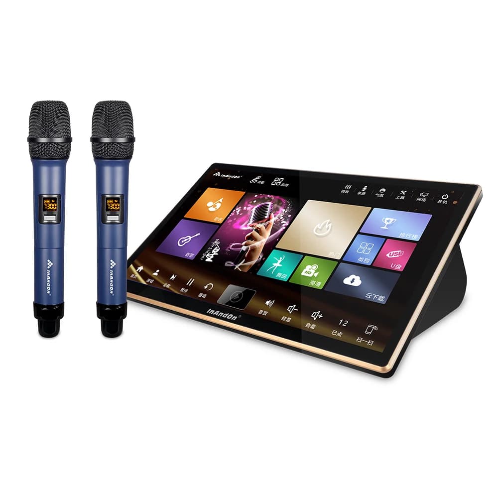 18.5" Android Karaoke Machine System 6TB KTV Professional Five One 2 Pcs Wireless Microphones Intelligent Voice Player