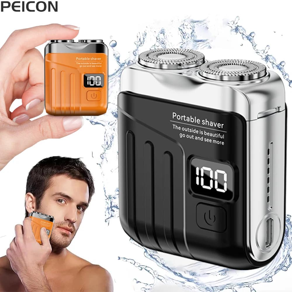 Men's Mini Portable Electric Shaver Barba Trimmer Electric Shaver USB Rechargeable Double Blade Electric Shaving Machine