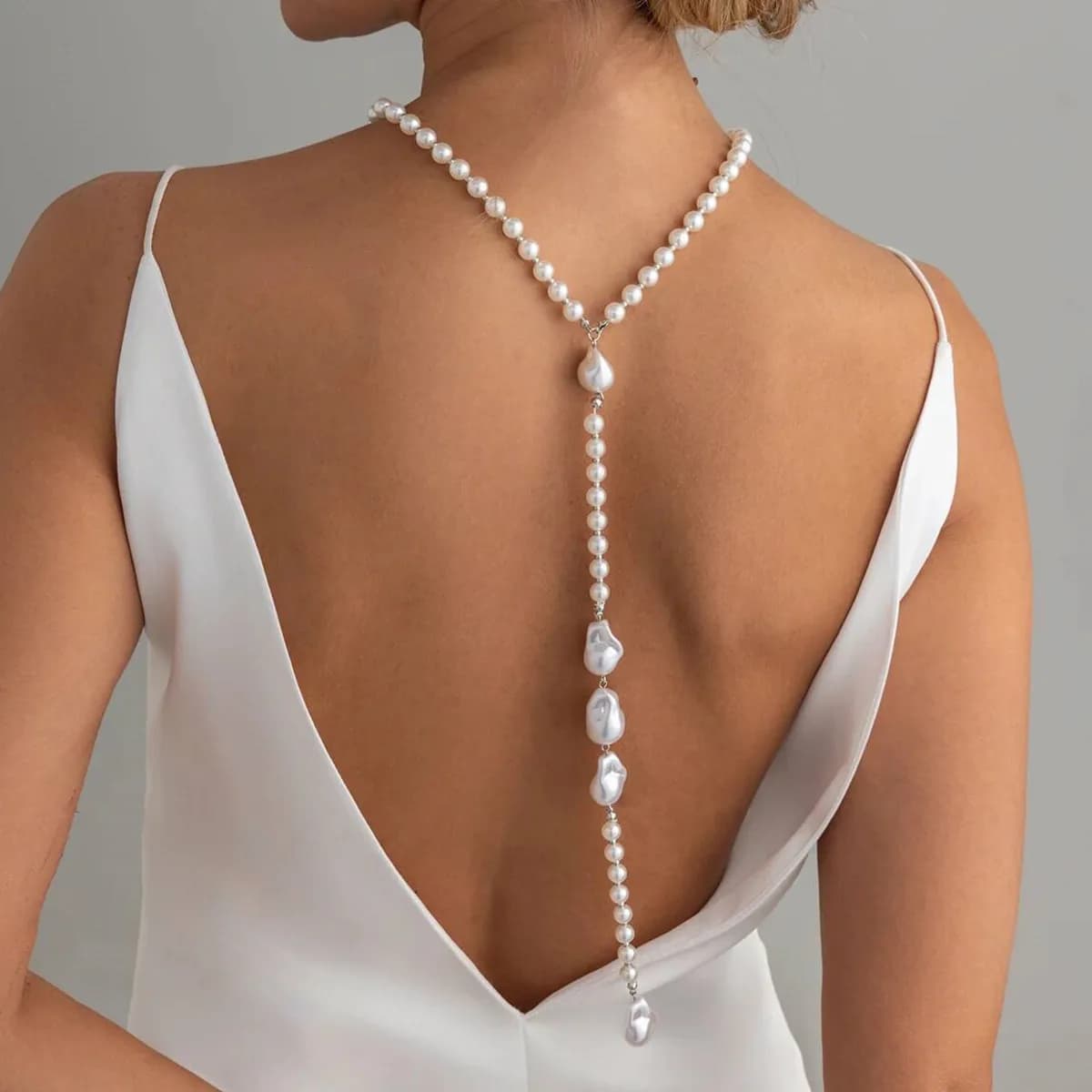 Ingemark Collana Lunga di Lusso con Perle Barocche Imitate, Elegante e Versatile, Regolabile, Gioielli da Sposa Nuovi