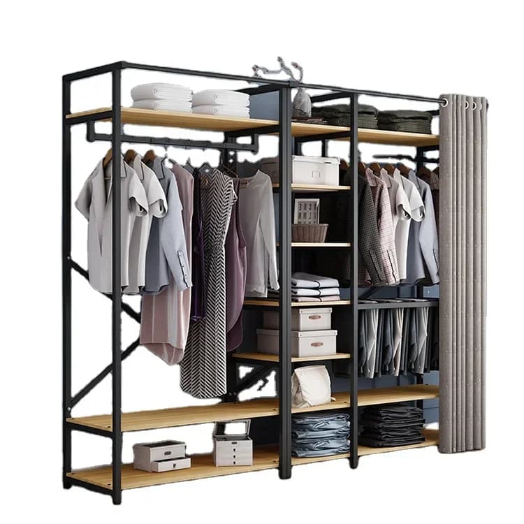 2026 modern cabinet in wood and steel, portable, small, for children, with antique design, clothes rack and integrated scarves