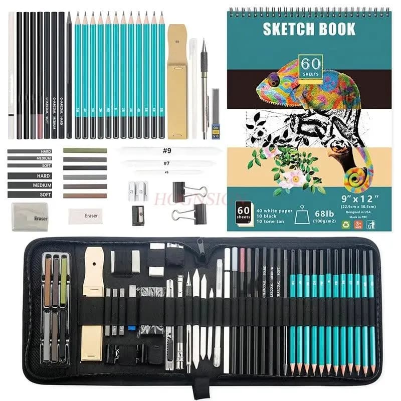 New Sketch Pencil Set High Brightness Metal Pen Carbon Pencil Set