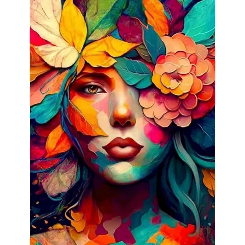 Acrylic Paint By Numbers Floral Lady Portrait Painting By Numbers on Canvas Coloring By Number for Adults Paint Digital Art