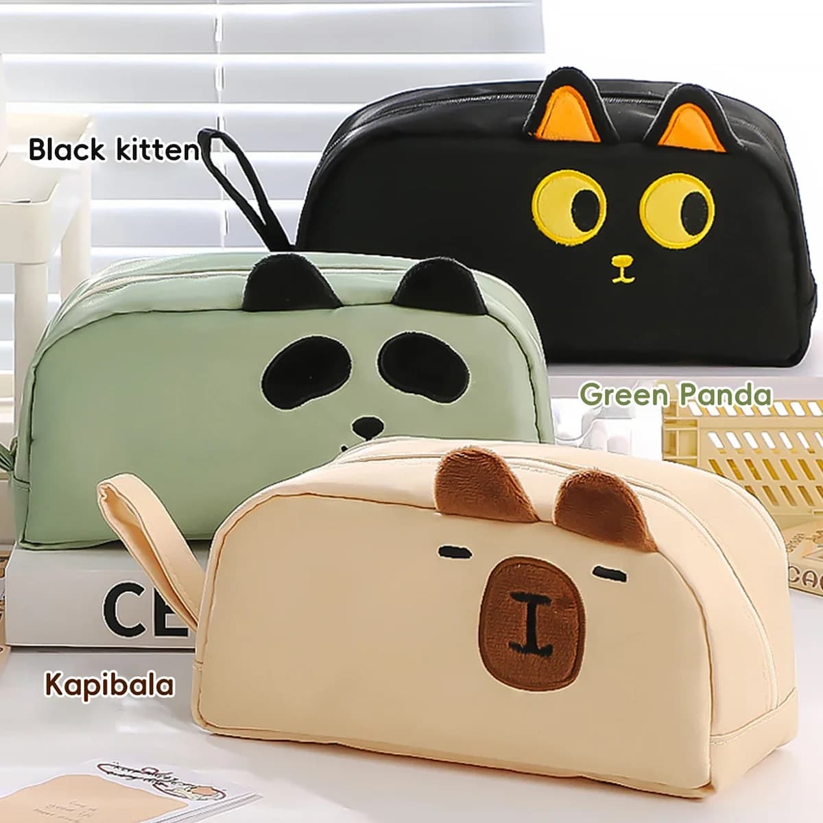 Astuccio per matite di grande capacità Capybara Kawaii per studenti Simpatico cartone animato Design Materiale scolastico Organizzatore di articoli di cancelleria