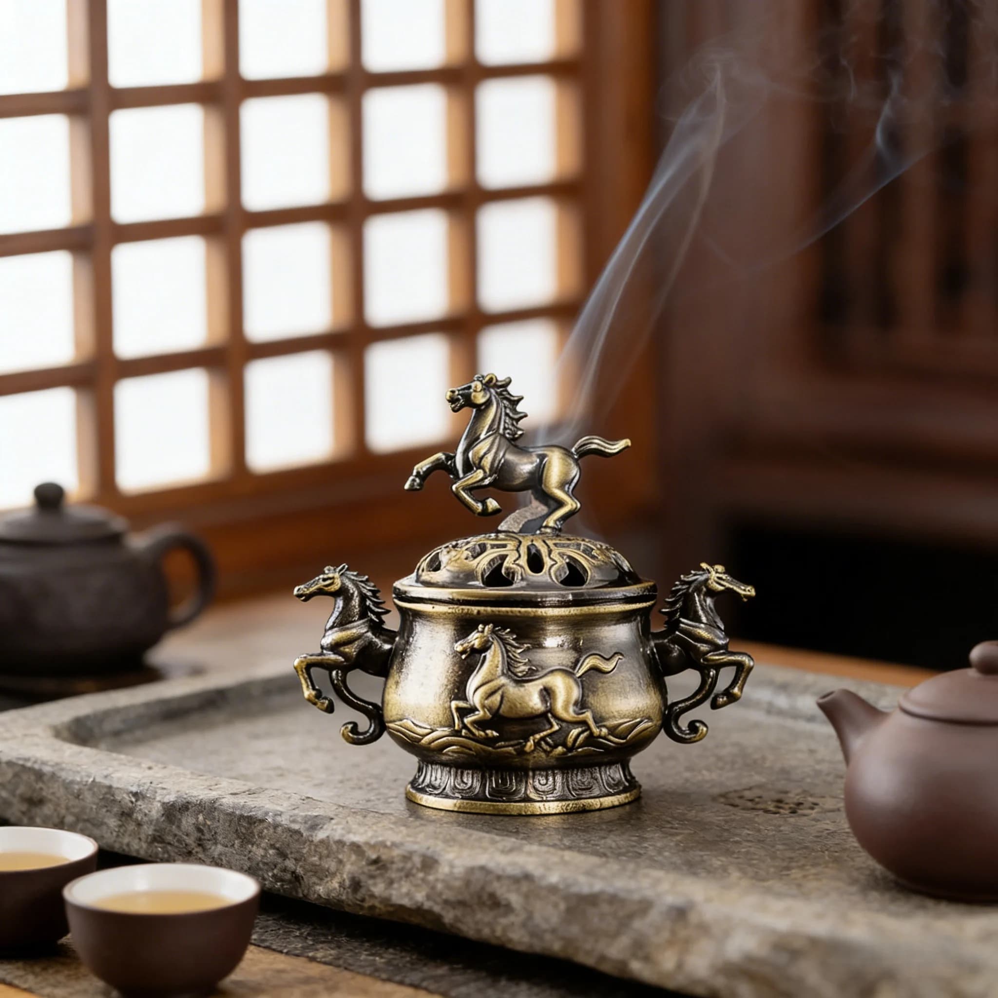 New Alloy Camel Incense Burner Hollow Out Four Legged Stick Holder Mini Sandalwood Censer Home Decoration