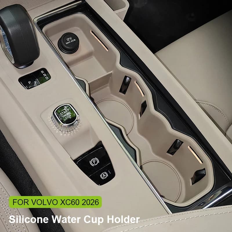 Silicone Car Center Console Water Cup Holder Storage Box Organizer Mat Pad for Volvo XC60 2026 Car Interior Accessories