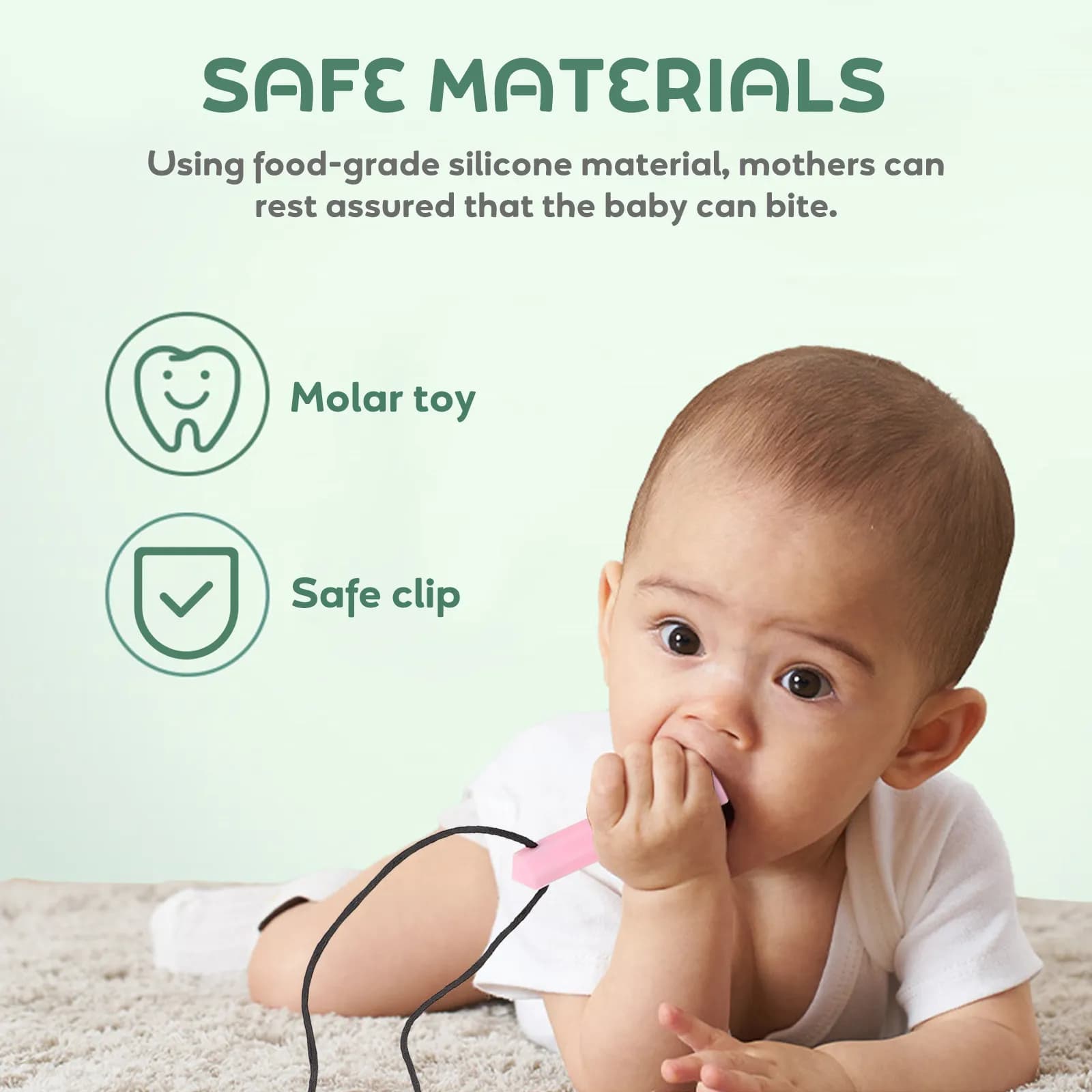 2 Pezzi Ciondolo Massaggiagengive Sicuro in Silicone per Neonati, Collana da Masticare, Ausilio per la Dentizione, Bastoncino Molare, Strumento per Alleviare il Dolore da Dentizione