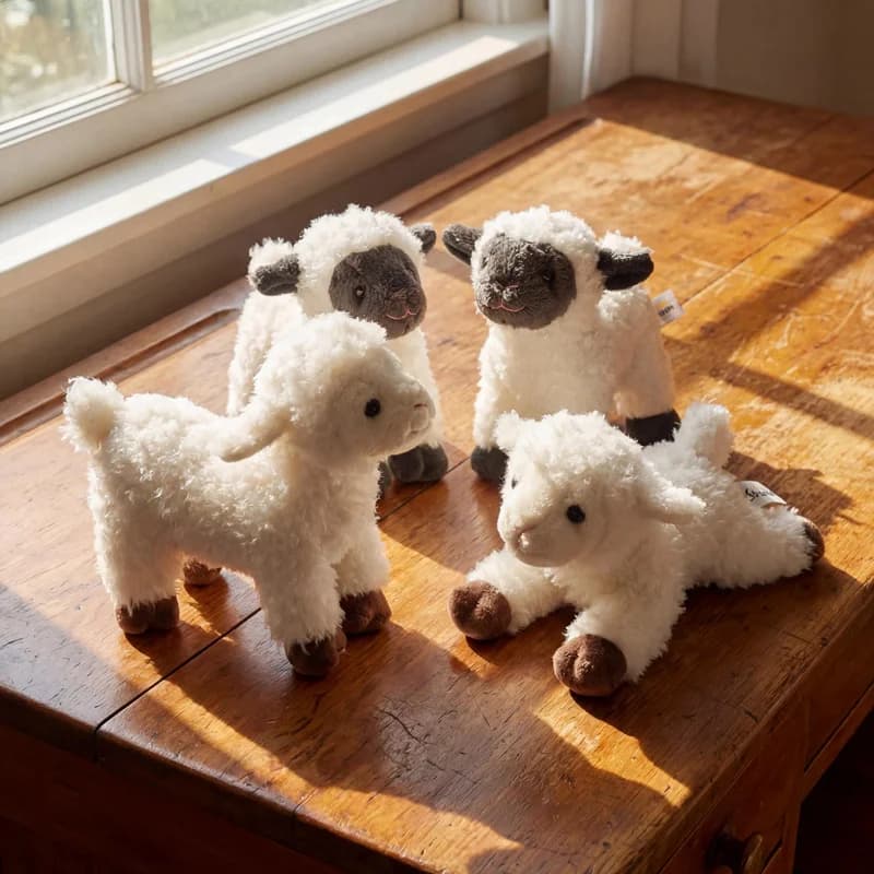 Peluche di pecora nera da 20 cm, simpatico giocattolo di peluche a forma di agnello, regalo di compleanno per bambini, decorazione per casa, ufficio e scrivania, morbido compagno di gioco.