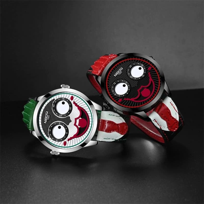 Orologio Joker Cool da Uomo, Classico Orologio Clown da Uomo, Orologi da Polso al Quarzo Impermeabili con Cinturino in Pelle alla Moda, Reloj Hombre, Dropshipping