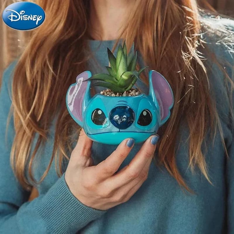 Decorazioni Disney Stitch Simpatico cartone animato succulente pianta in vaso Home Desktop Cortile Decorazione per ufficio Portapenne Ornamento in resina