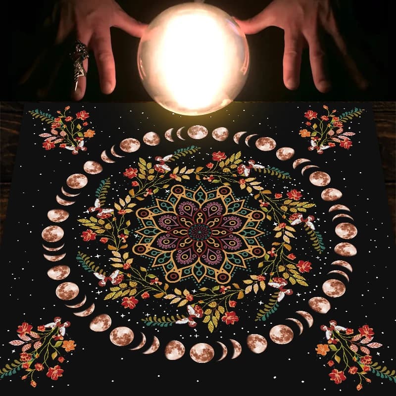 Moon phase flower tarocchi tovaglia altare panno Alter panno Card Pad divinazione stregoneria astrologia forniture Home Decor Card Pad