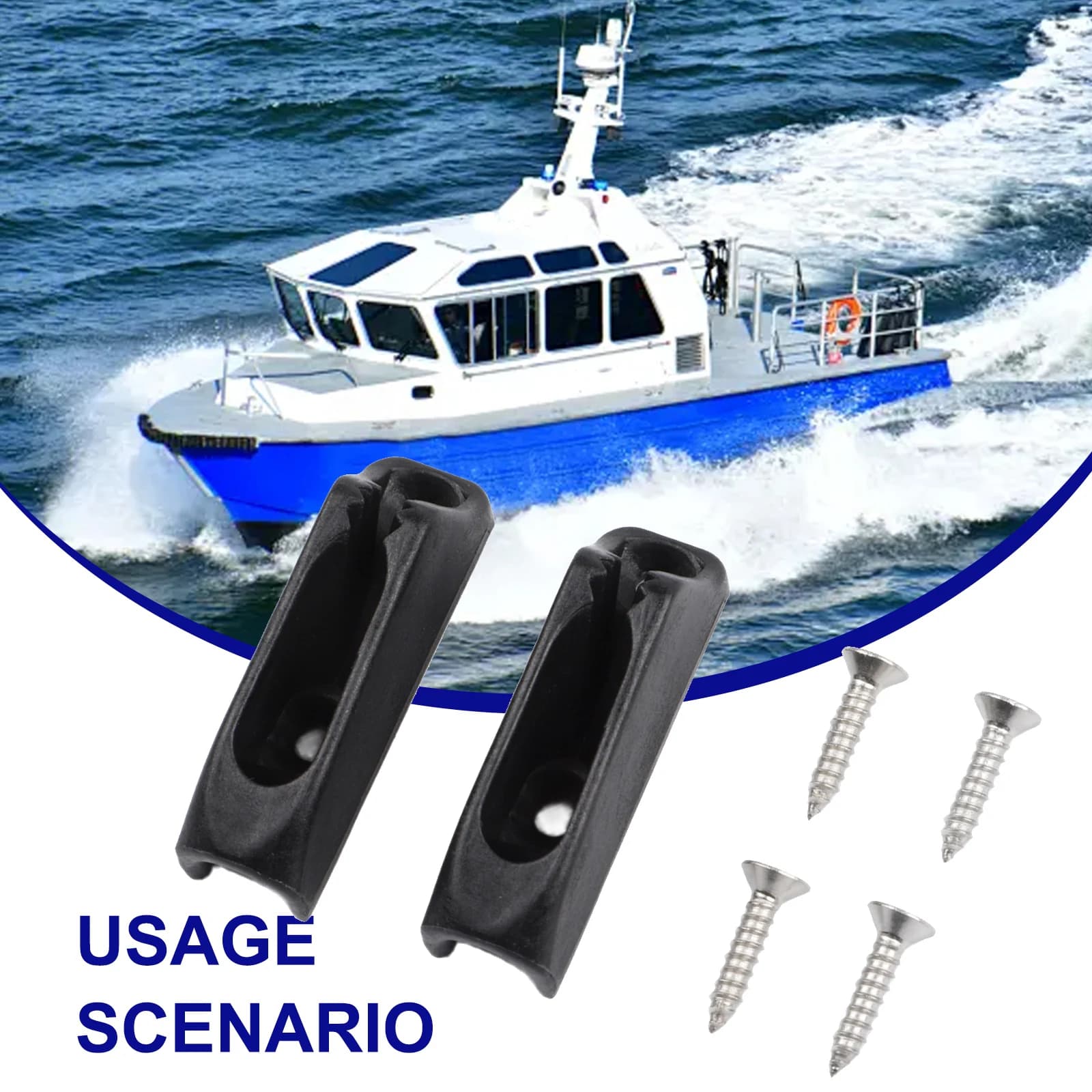 2*Boat J-am Cleat Self-Lock Rope Black Nylon Clam Cleat Cord Tensioner Runner- Canoeing Kayak Surfing Marine Accessory