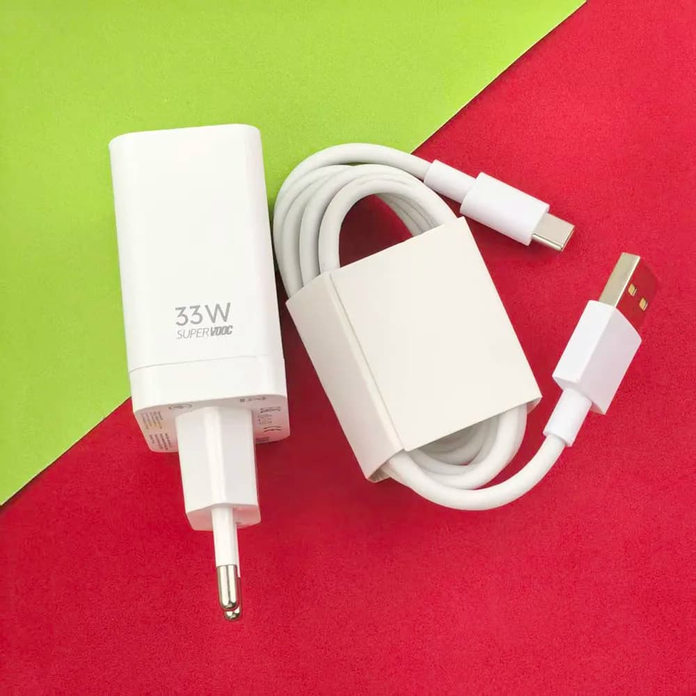 33W OPPO EU Supervooc Fast Charging Adapter 1M USB Type C Cable For OPPO A97 A96 A95 A78 A1s A2 Reno 13 12 11 10 8 7SE Lite K12X