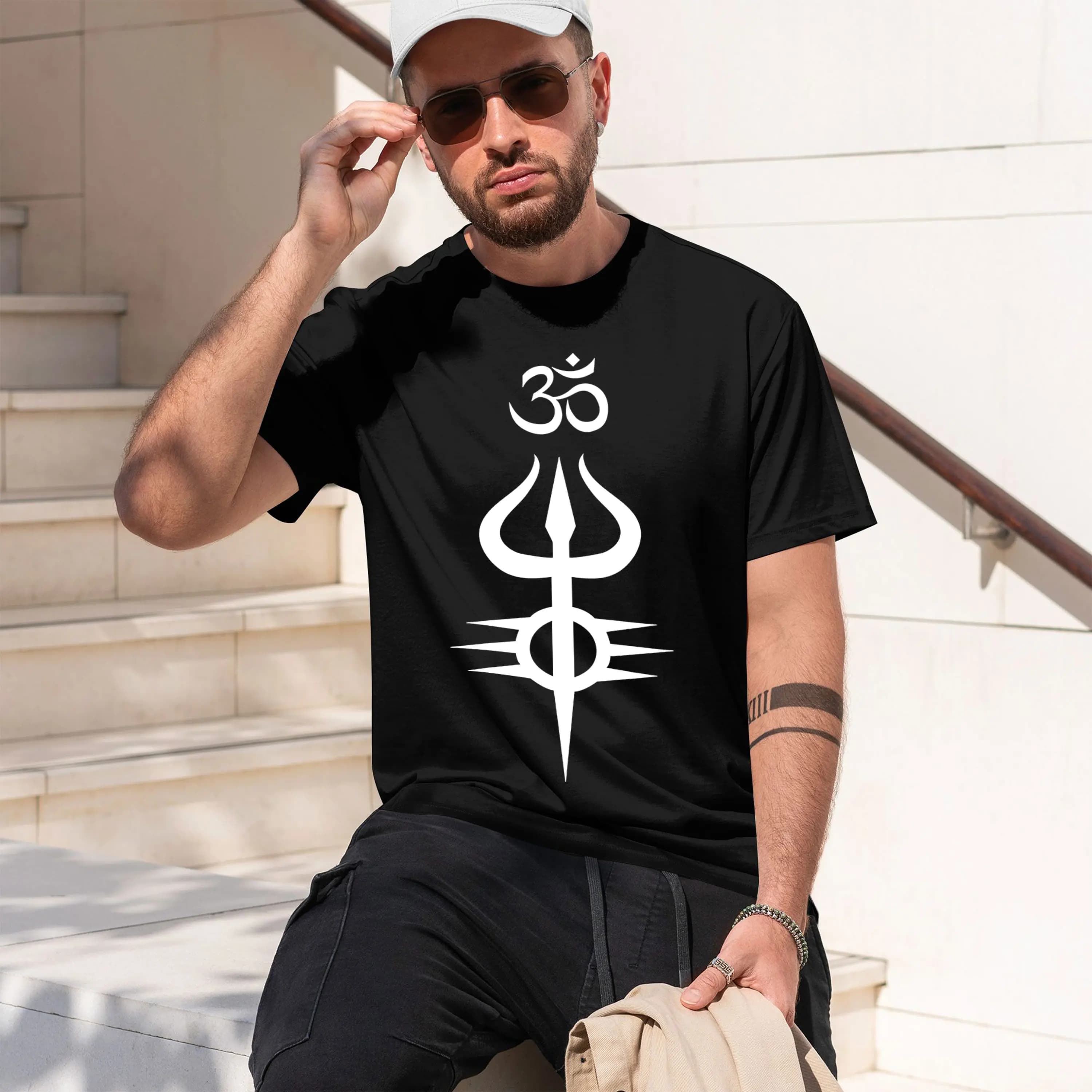 T-shirt girocollo da uomo a maniche corte, modello 2026, con simbolo del Signore Shiva, leggera, ideale per il golf, lavabile a mano