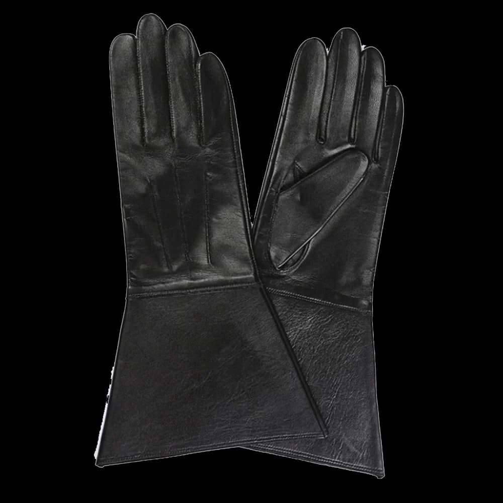 Guanti da uomo in pelle da 35 cm Touch Screen Doppio polsino Guanti da moto da equitazione lunghi attillati in vera pelle senza fodera di lusso