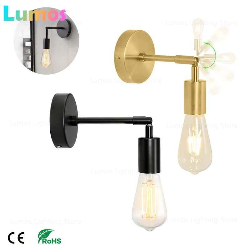 Lampada LED PD 180 ° Lampada da Parete Orientabile Industriale E26 E27 con Lampadine ST64 per Camera da Letto, Bagno, Specchio e Vanity