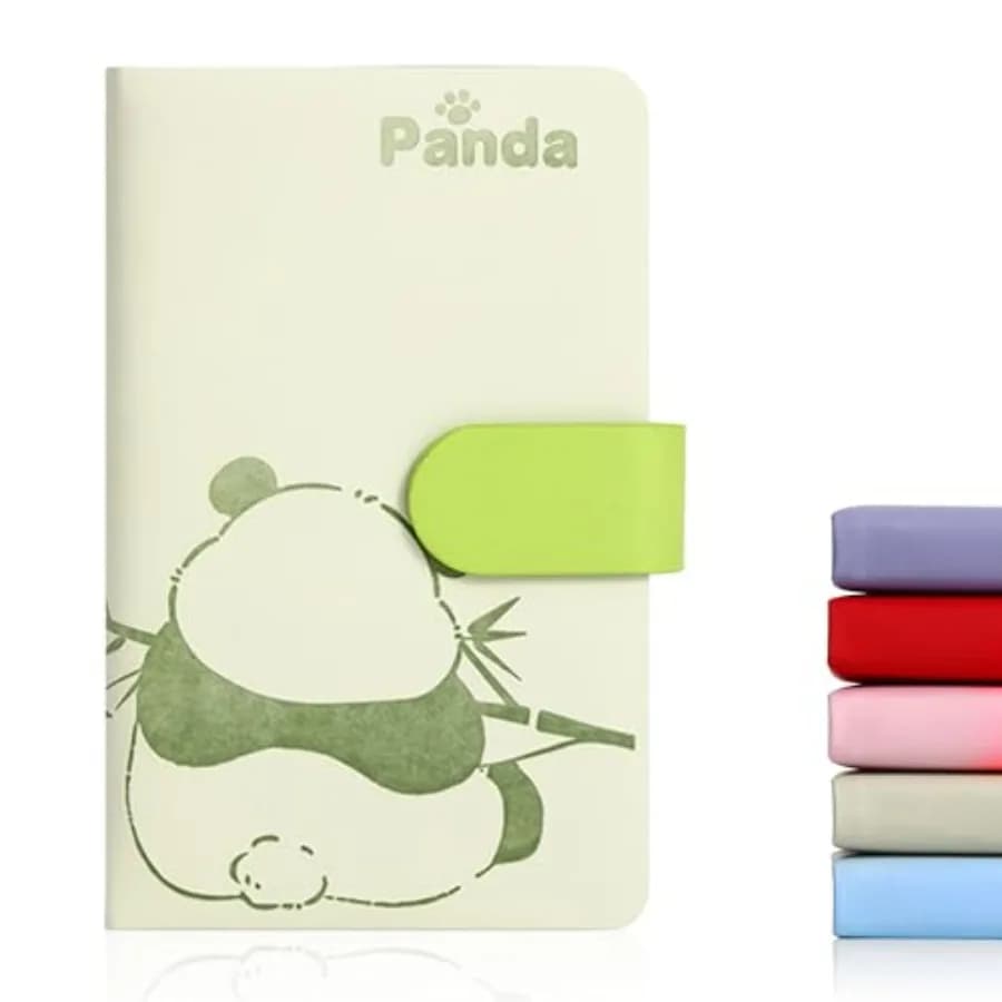 Blank Journal Small Pocket Leather Notebook No Lines for Drawing Plain Sketch Book Cute Cartoon Panda Unlined Journal for Trave