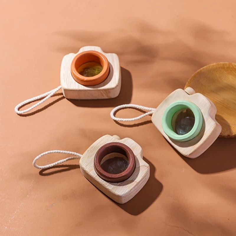 Baby Wood Montessori Toys Colorful Camera Kaleidoscope Toys Rainbow Wooden Toys for Children Early Educational Game