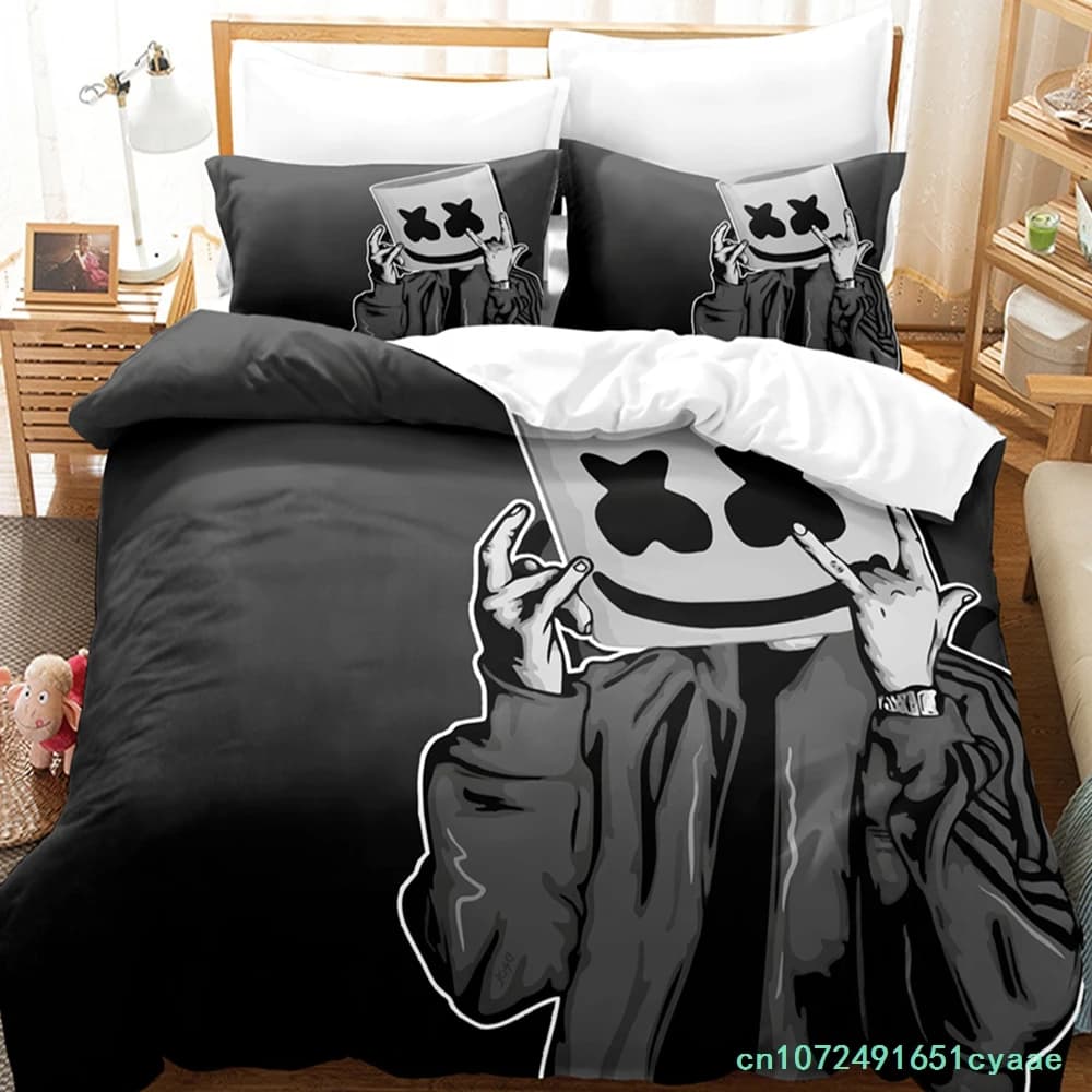 DJ Marshmello Bedding Set Single Twin Full Queen King Size Hip Hop Bed Set Aldult Kid Bedroom Duvetcover Sets 3D Print 032