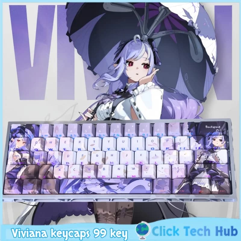 Keycaps PBT Zenless Zone Zero Viviana, Keycaps Theme Game, Sublimation Tinta, Lateral Engraving, Keycaps Translucent for Mechanical Keyboard