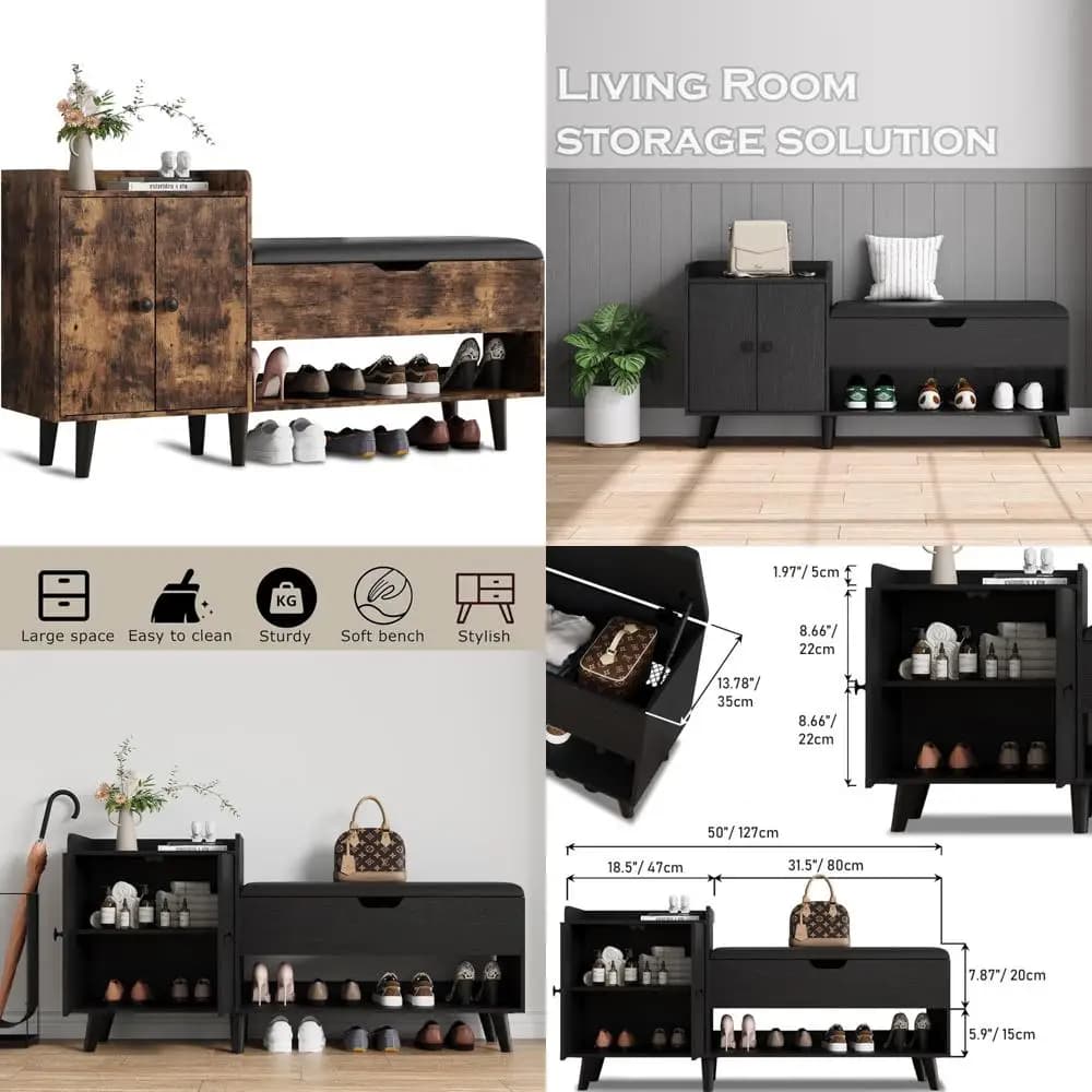 Panca portascarpe con armadietto e ripiano per ingresso, camera da letto, soggiorno, organizer