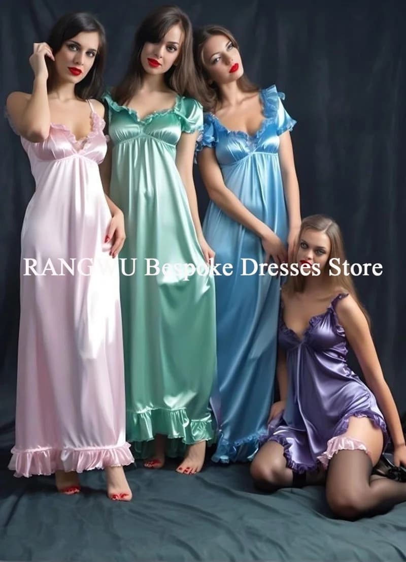 Silk and Satin Bride Bathrobe, Damigelle Pijama, Custom Long Dress for Women