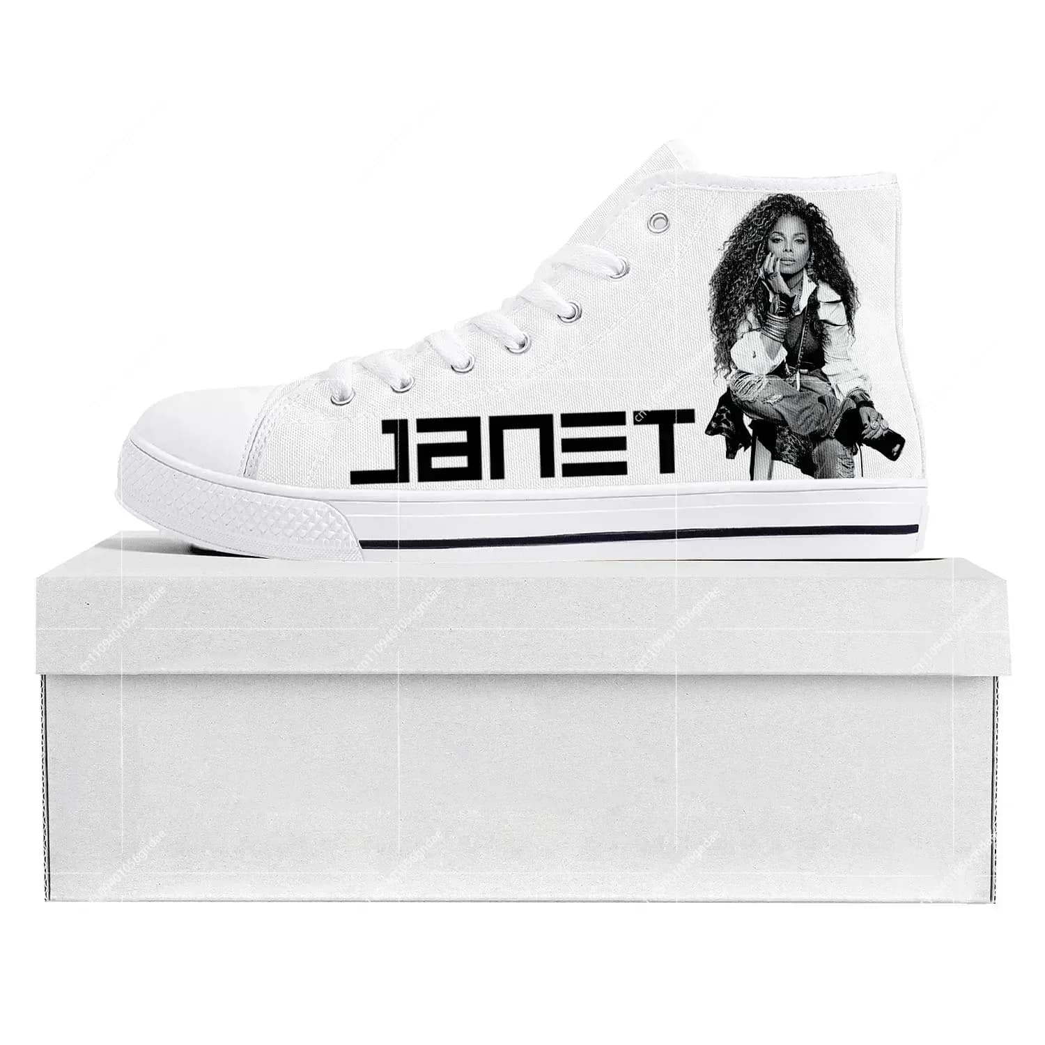 Sneakers Alte Personalizzate Janet Jackson per Adolescenti, Uomini e Donne - Scarpe Casual in Tela per Coppie