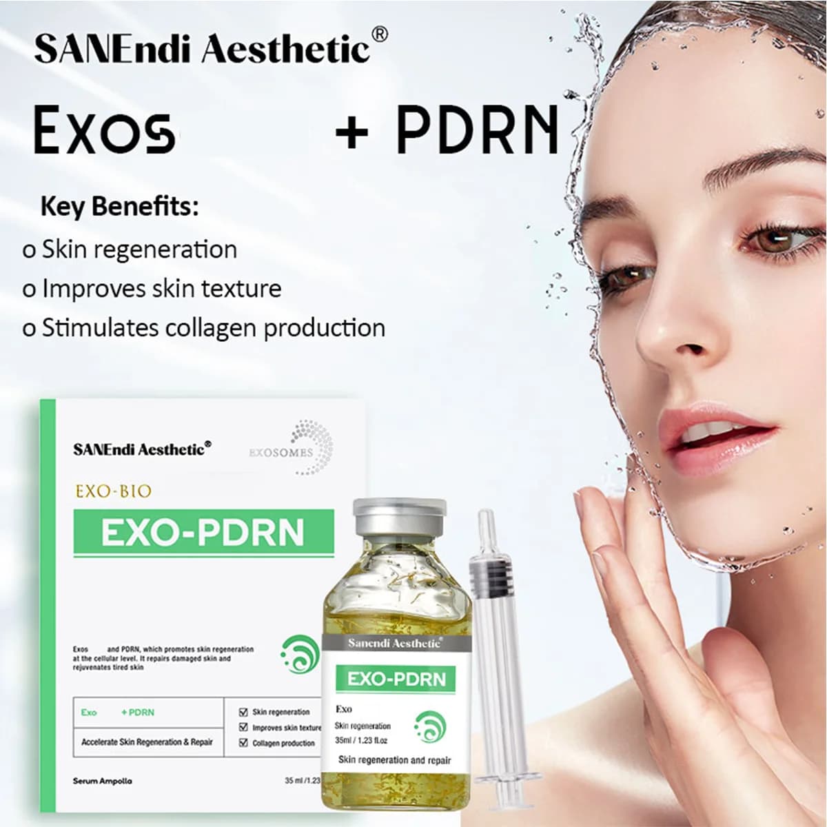 Esosomi Exo-Bio Siero PDRN Salmone DNA Dermapen Siero idratante viso HA Skin It Ripara la rigenerazione danneggiata